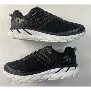 Hoka One One Clifton 6 Womens Running Shoes Black White 1102873 Size 6